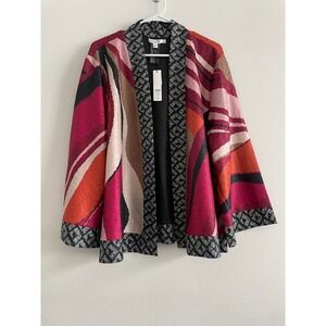 Chico's Travelers Jacket Women 4 XXL Marbled Reversible Crushed Open Knit Boho
